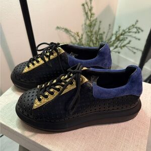 Hollie Watman streetwear Sneakers star gazing Black navy Gold metallic pop  8